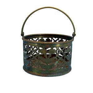 VTG Brass Cutout Basket Handle Small Gold Antique Victorian Boho Ornate Trinket